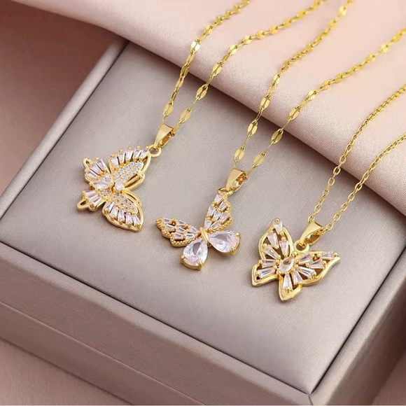 Stainless Steel Gold Color Butterfly Necklace Coming Soon - Picture 2 of 2